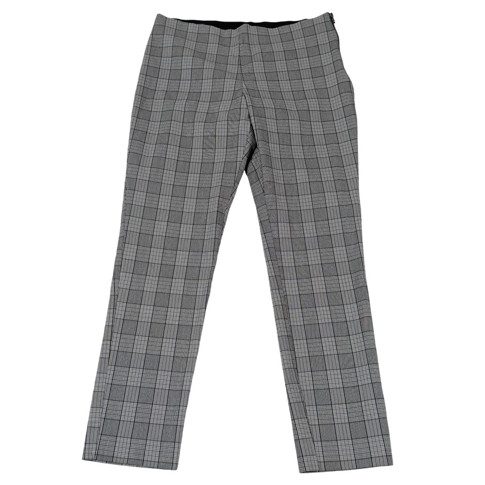 A New Day Pants Womens 8 Gray Plaid Ankle Dress Work Career Office Stretch